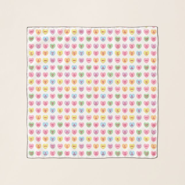 Cute girly fun custom conversation hearts pattern scarf (Front)