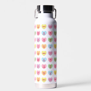 Cute girly fun custom conversation hearts pattern  water bottle