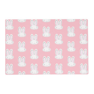 Cute girly fun pink bunny cartoon pattern children placemat