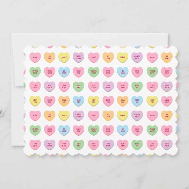 Cute girly funny custom conversation hearts card (Front)