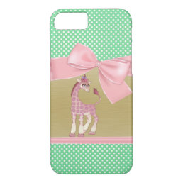 Cute Girly Funny Giraffe On Polka Dots iPhone 8/7 Case