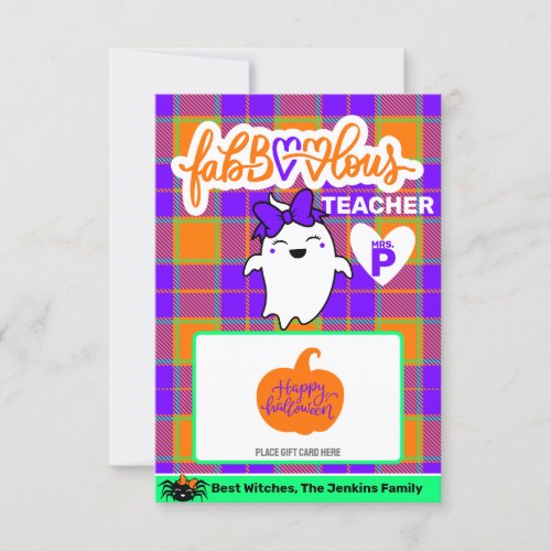 Cute Girly Ghost Halloween Gift Card Holder