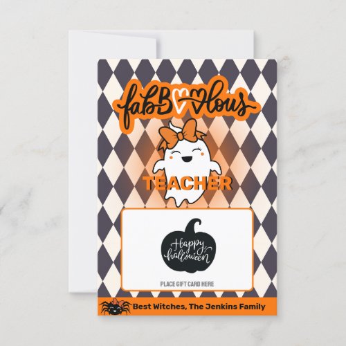 Cute Girly Ghost Halloween Gift Card Holder