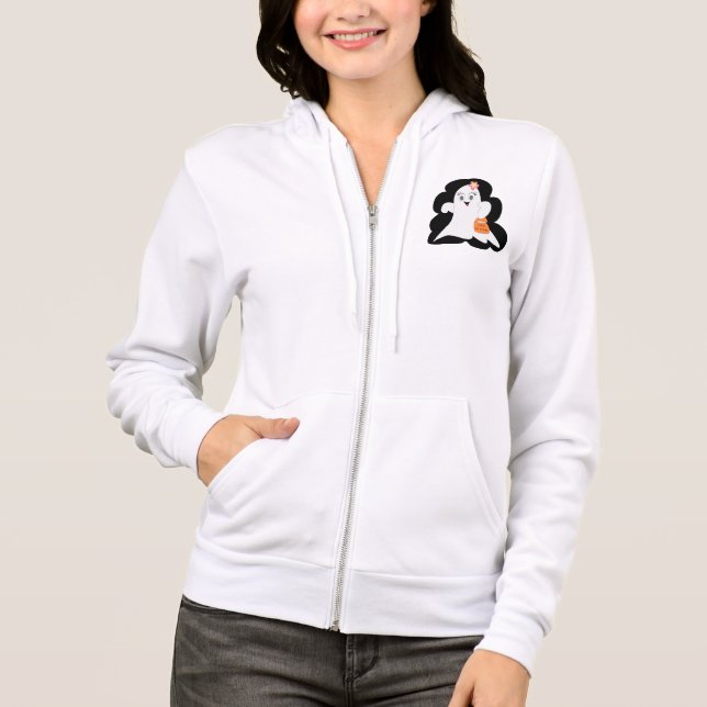 Cute Girly Ghost Halloween Trick or Treat Hoodie (Front)