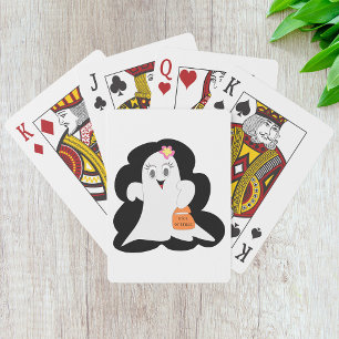 Cute Girly Ghost Halloween Trick or Treat Poker Cards