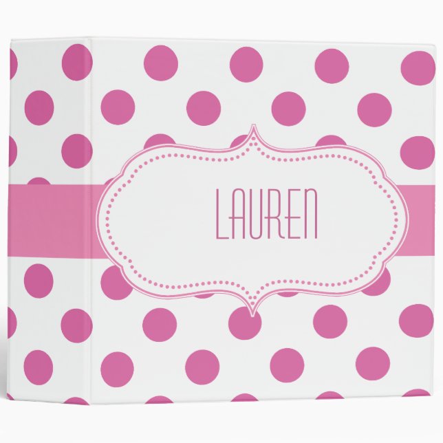 Cute Girly Giant polka Dot Pattern Binders (Front/Spine)