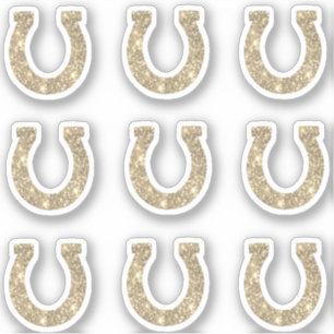 Cute Girly Glam Gold Glitter Horseshoe Set Sticker