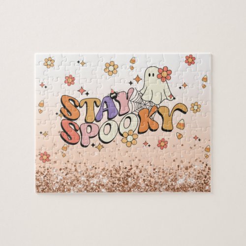 Cute  Girly Glam Stay Spooky Halloween Glitter Jigsaw Puzzle