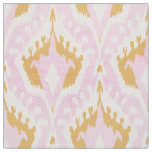 Cute girly gold and pink ikat tribal pattern fabric
