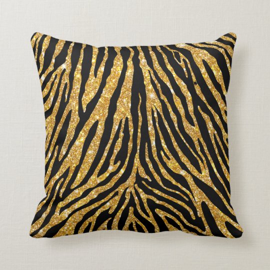 Cute Girly Gold Faux Glitter Zebra Black Pattern Throw ...