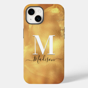 Cute girly gold marble art monogram Case-Mate iPhone 14 case