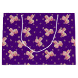 Cute Girly Gold Purple Pink Christmas Presents Large Gift Bag