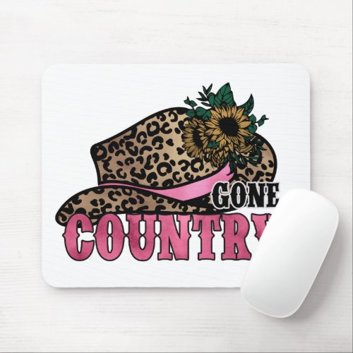 Cute Girly Gone Country Leopard Print Cowgirl Hat Mouse Pad