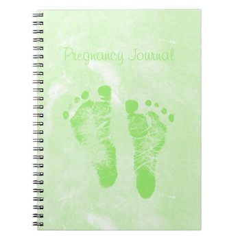 Cute Girly Green Baby Footprints Pregnancy Journal by PhotographyTKDesigns at Zazzle