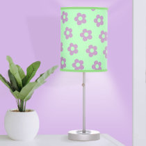Cute Girly Green Purple Cartoon Floral Table Lamp