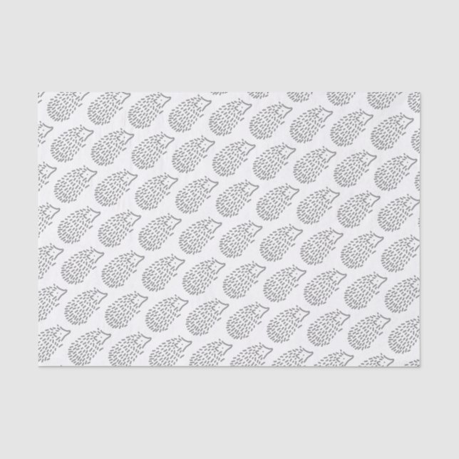 Cute Girly Grey Hedgehog Kids Baby Girl Pattern  Tissue Paper (Front)