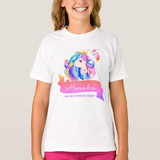 Cute Girly Guest Of Honor Rainbow Unicorn Squad