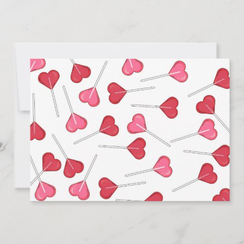 Cute Girly Heart Lolly  Heart Lollipop Pattern    Invitation