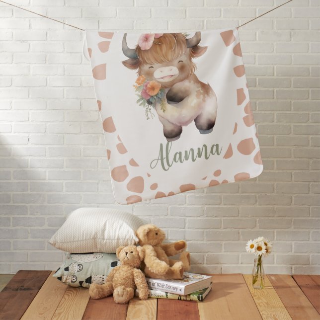 Cute girly Highland Cow   Baby Blanket (In Situ)