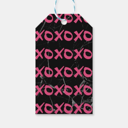 Cute girly hot pink black marble xoxo hugs kisses gift tags