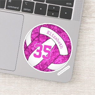 cute girly hot pink magenta custom volleyball sticker
