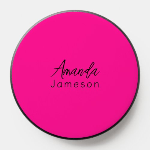 Cute Girly Hot Pink Monogrammed Full Name Ladies PopSocket