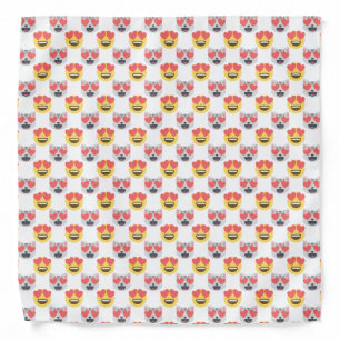 Cute Girly In Love Hearts Cat Emoji Pattern Bandana
