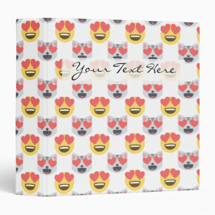 Cute Girly In Love Hearts Cat Emoji Pattern Binder
