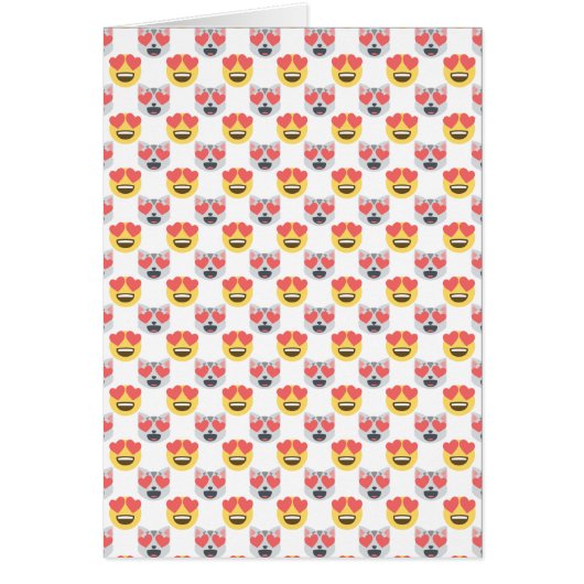 Cute Girly In Love Hearts Cat Emoji Pattern Cards (Front)