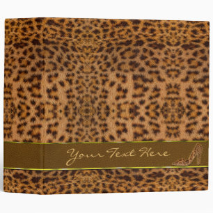 Cute Girly Jaguar Pattern Animal Print & Stiletto 3 Ring Binder
