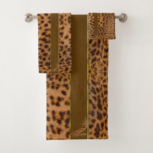 Cute Girly Jaguar Pattern Animal Print  Stiletto Bath Towel Set