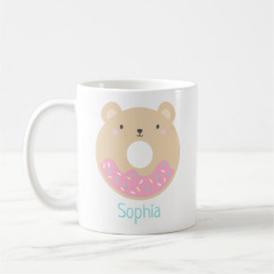 Cute Girly Kawaii Bear Donut Name Mug