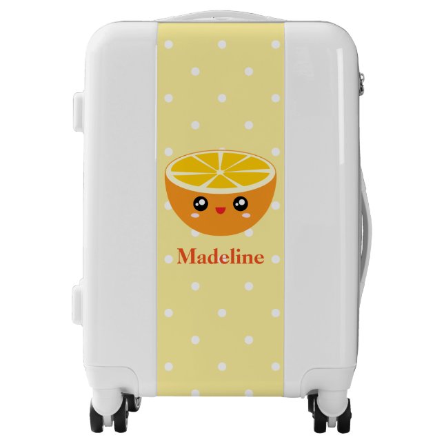 Cute Girly Kawaii Happy Sweet Orange Cartoon Luggage (Front)