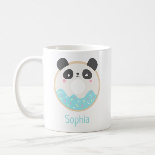 Cute Girly Kawaii Panda Bear Donut Name Mug