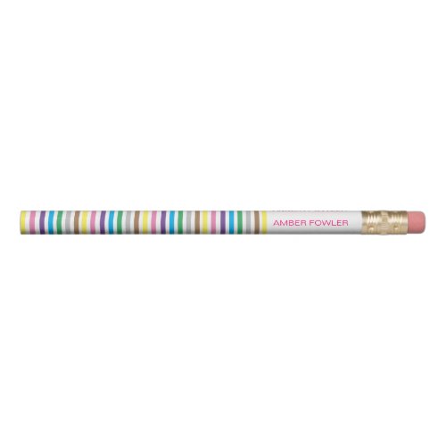Cute Girly Kids Striped Back To School  Pencil
