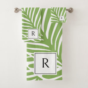 Cute Girly Leaf Pattern Plant Lover Bath Towel Set
