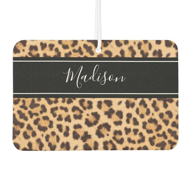 Cute Girly Leopard Print Personalized Air Freshener (Front)