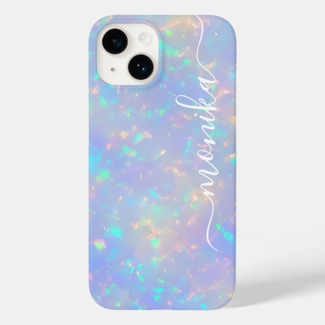 Cute Girly Luxury Holographic Monogram Case-Mate iPhone Case (Back)