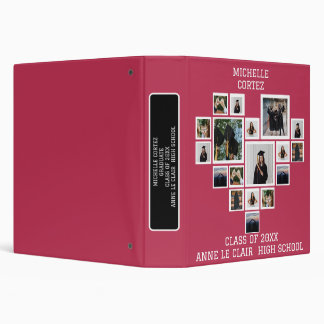 CUTE GIRLY magenta GRADUATION Photo COLLAGE 3 Ring Binder
