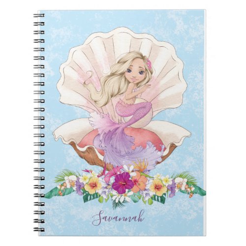 Cute Girly Mermaid Monogram Notebook