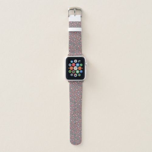 Cute Girly Mini Pastel PinkGrayHeart Pattern Apple Watch Band