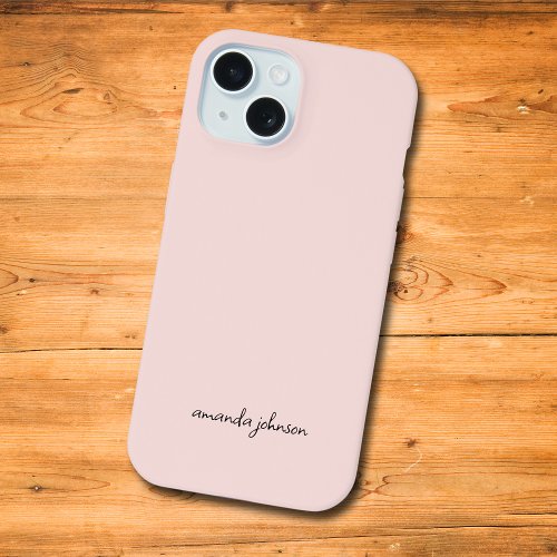 Cute Girly Minimal Light Pink Monogram iPhone 15 Case