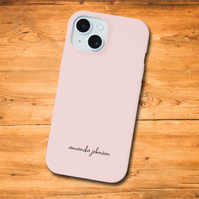 Cute Girly Minimal Light Pink Monogram Iphone Case (Creator Uploaded)