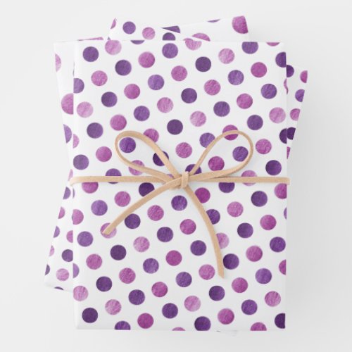  Cute Girly Modern Elegant Polka Dots White Purple Wrapping Paper Sheets