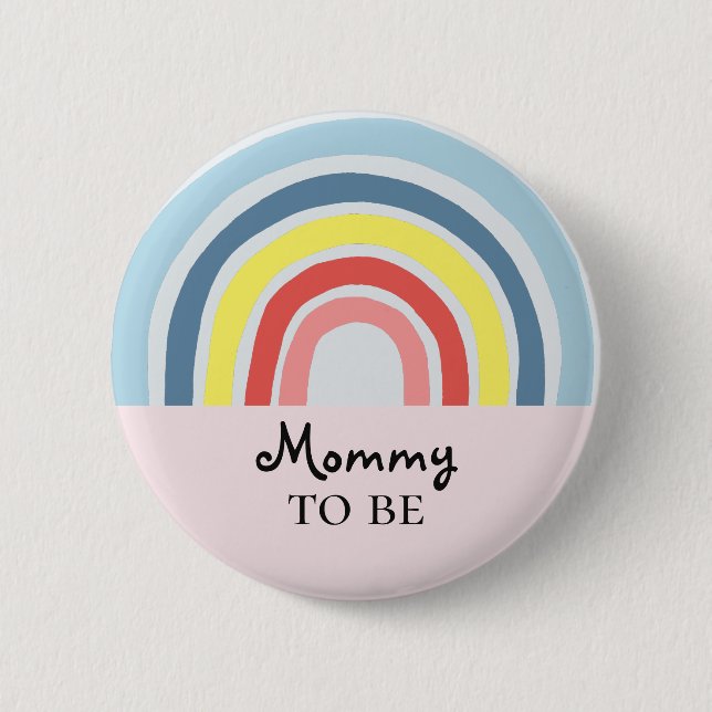 Cute Girly Modern Mommy To Be Baby Shower Button (Front)