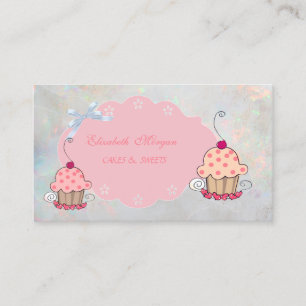 Cute Girly Modern,Opal Holographic Cupcake Bakery Business Card