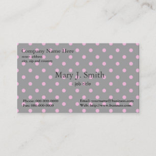 cute, girly, modern pink & black polka dots business card