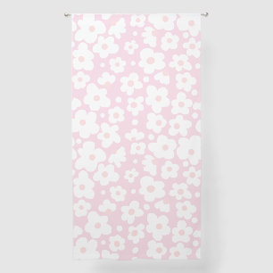 Cute Girly Modern Retro Blush Pink Daisy Pattern  Sheer Curtains