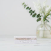 Cute Girly & Modern Sparkly Silver FAUX Sequins Mini Business Card (Standing Front)
