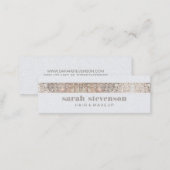 Cute Girly & Modern Sparkly Silver FAUX Sequins Mini Business Card (Front/Back)